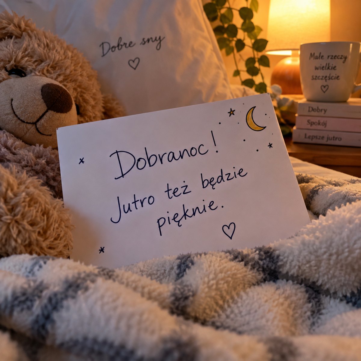 Miła wiadomość dobranoc na kartce