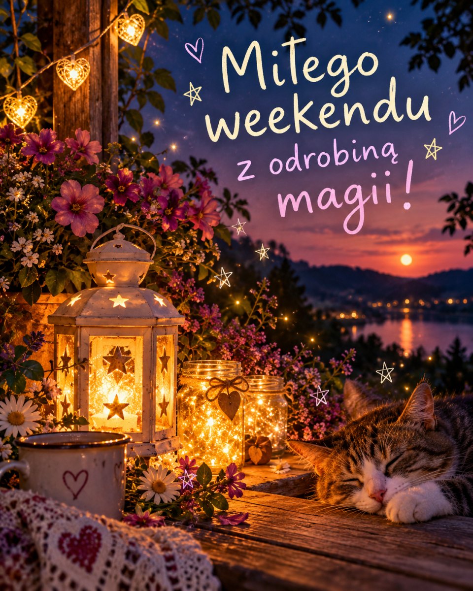 Świecący lampion wśród kwiatów pod rozgwieżdżonym niebem
