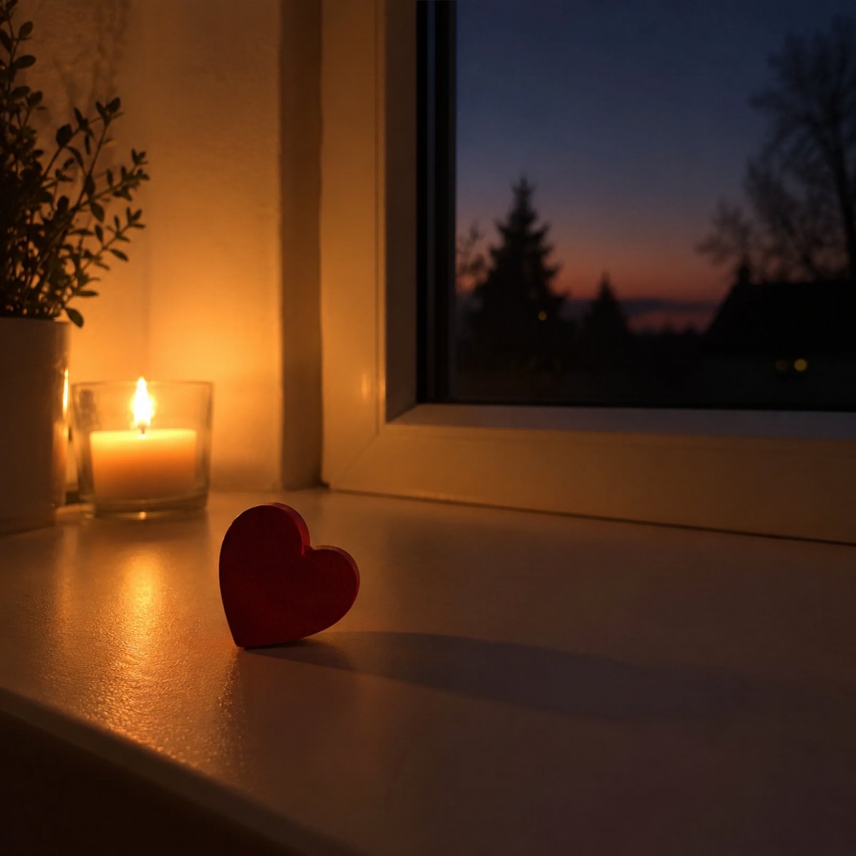 Małe serce i świeca tworzą minimalistyczne Gute Nacht Herz