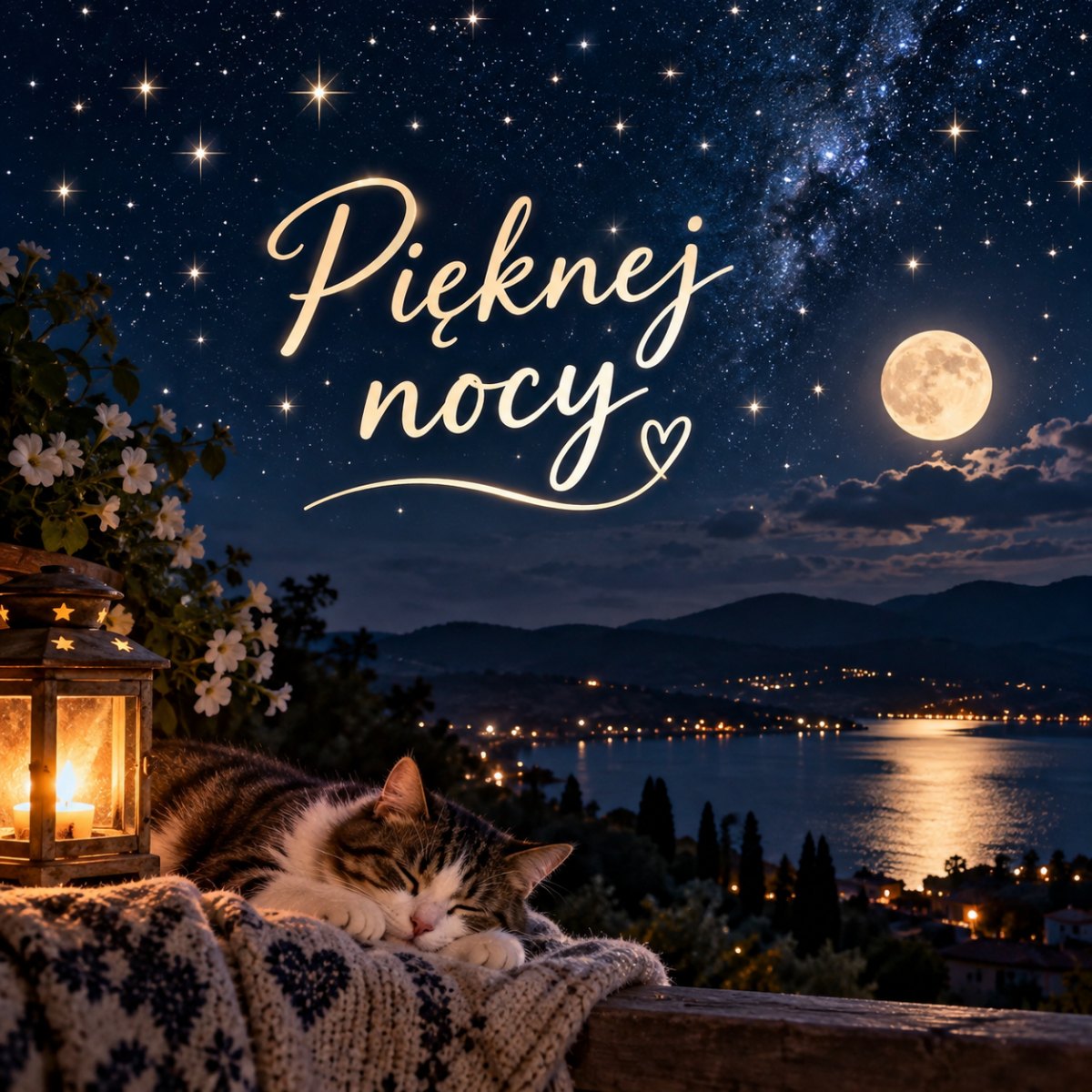 Gwiaździste niebo z motywem dobranoc