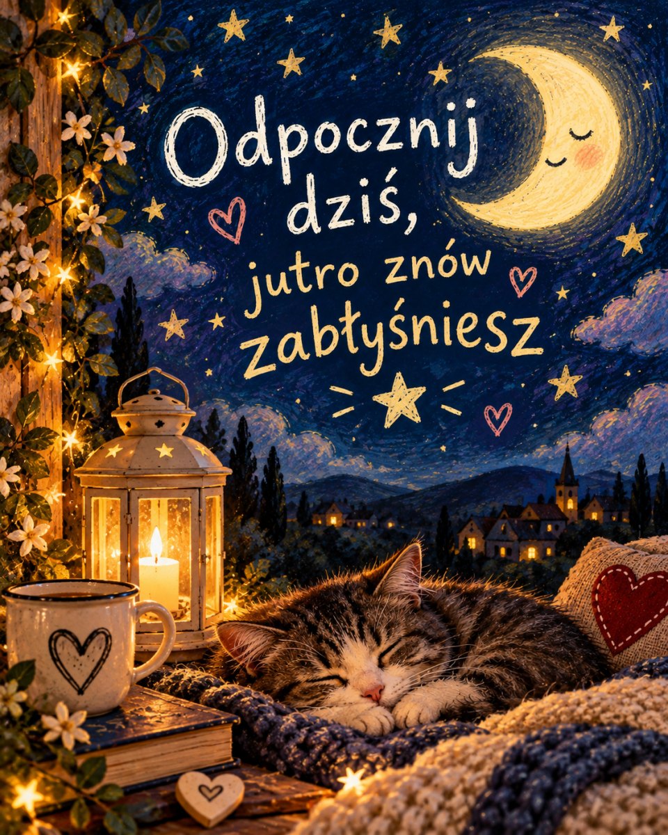 Motywacyjny nocny plakat z przesłaniem
