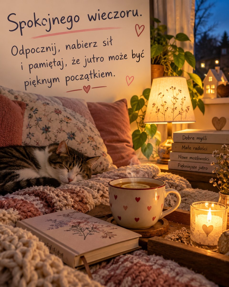 Wieczorna kartka z motywującym tekstem