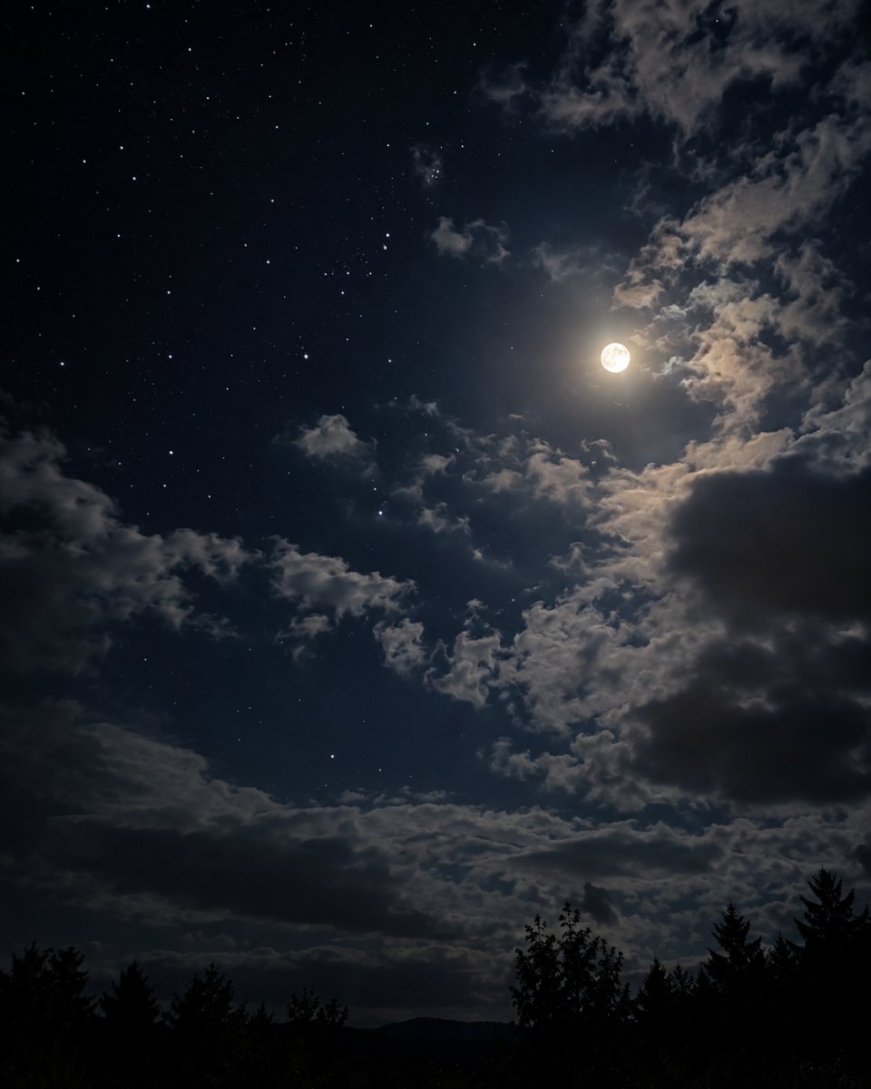 Nastrojowe nocne niebo z gwiazdami