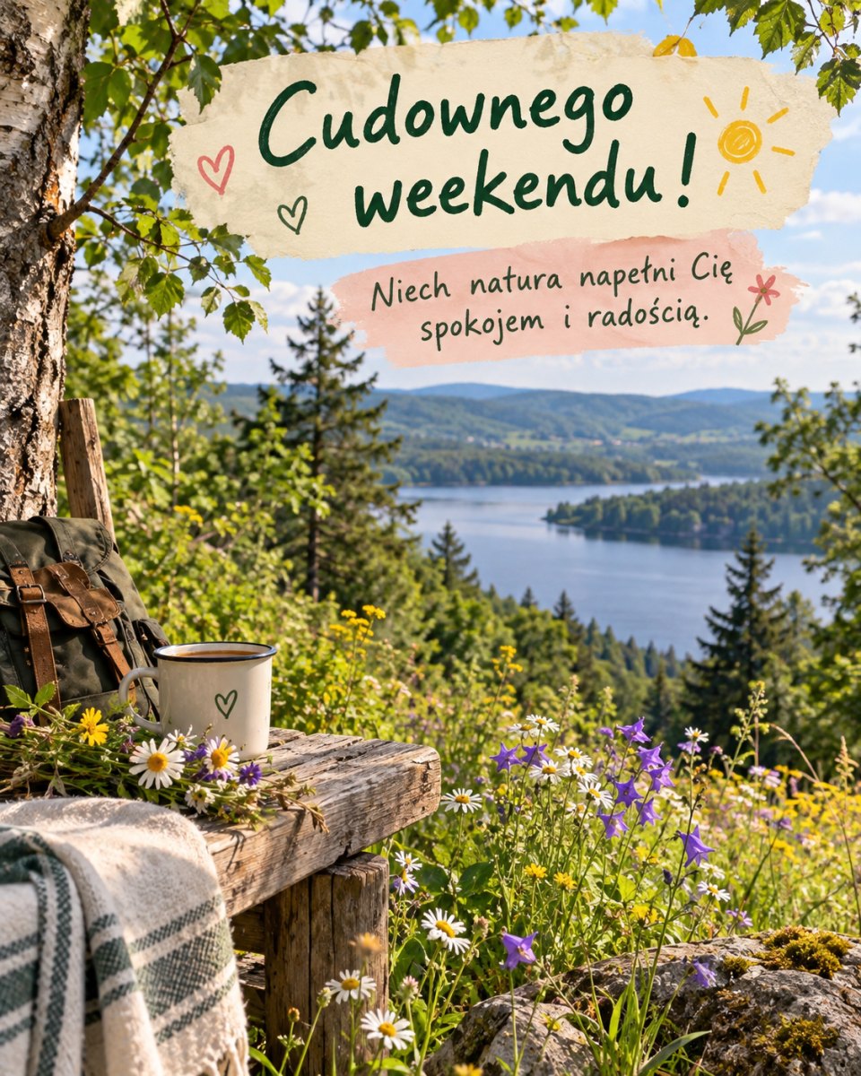 Kartka z naturą i życzeniem weekendu