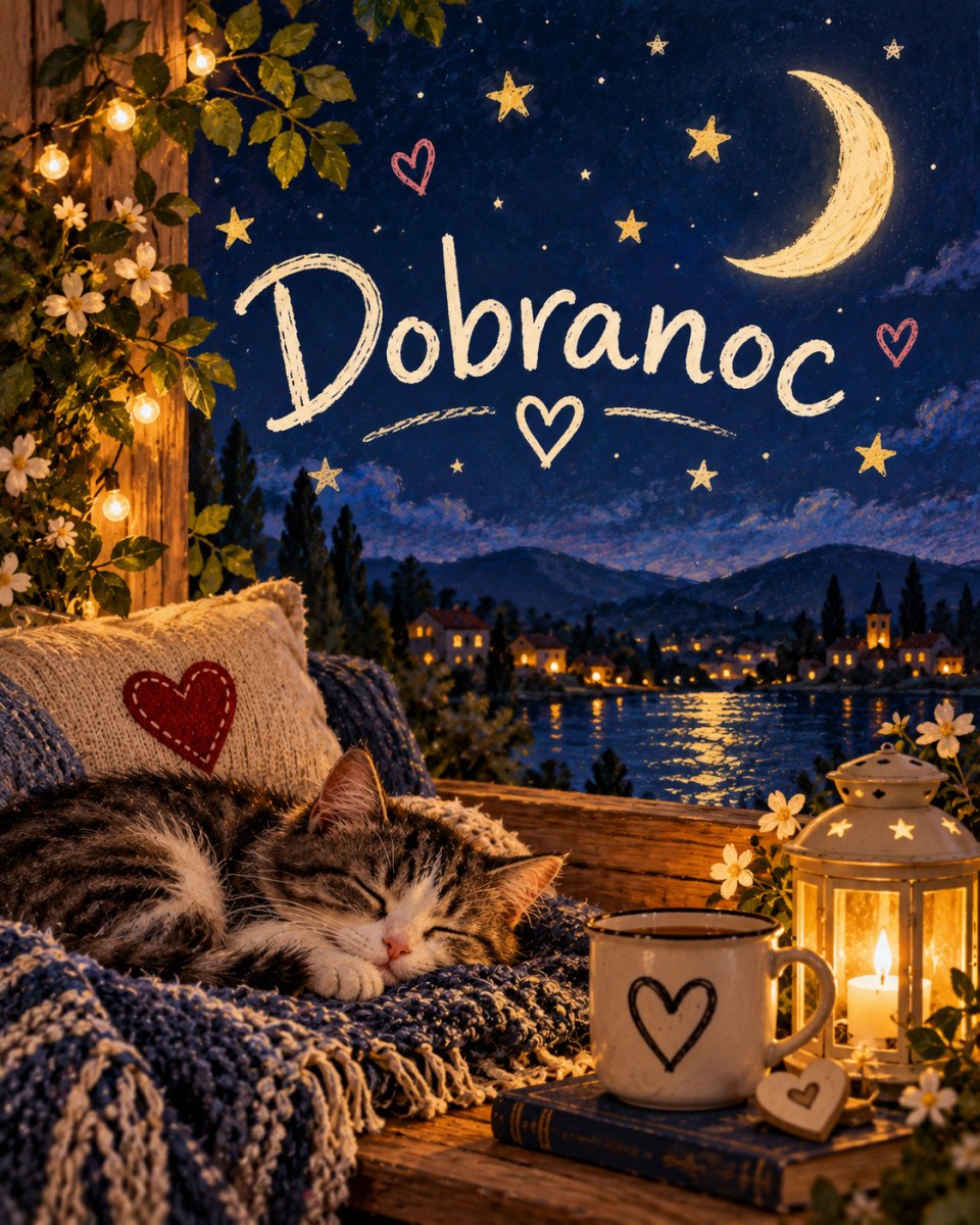 Nowoczesny obrazek wieczorny z napisem