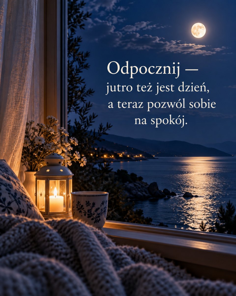 Nocny widok z lampką i księżycem
