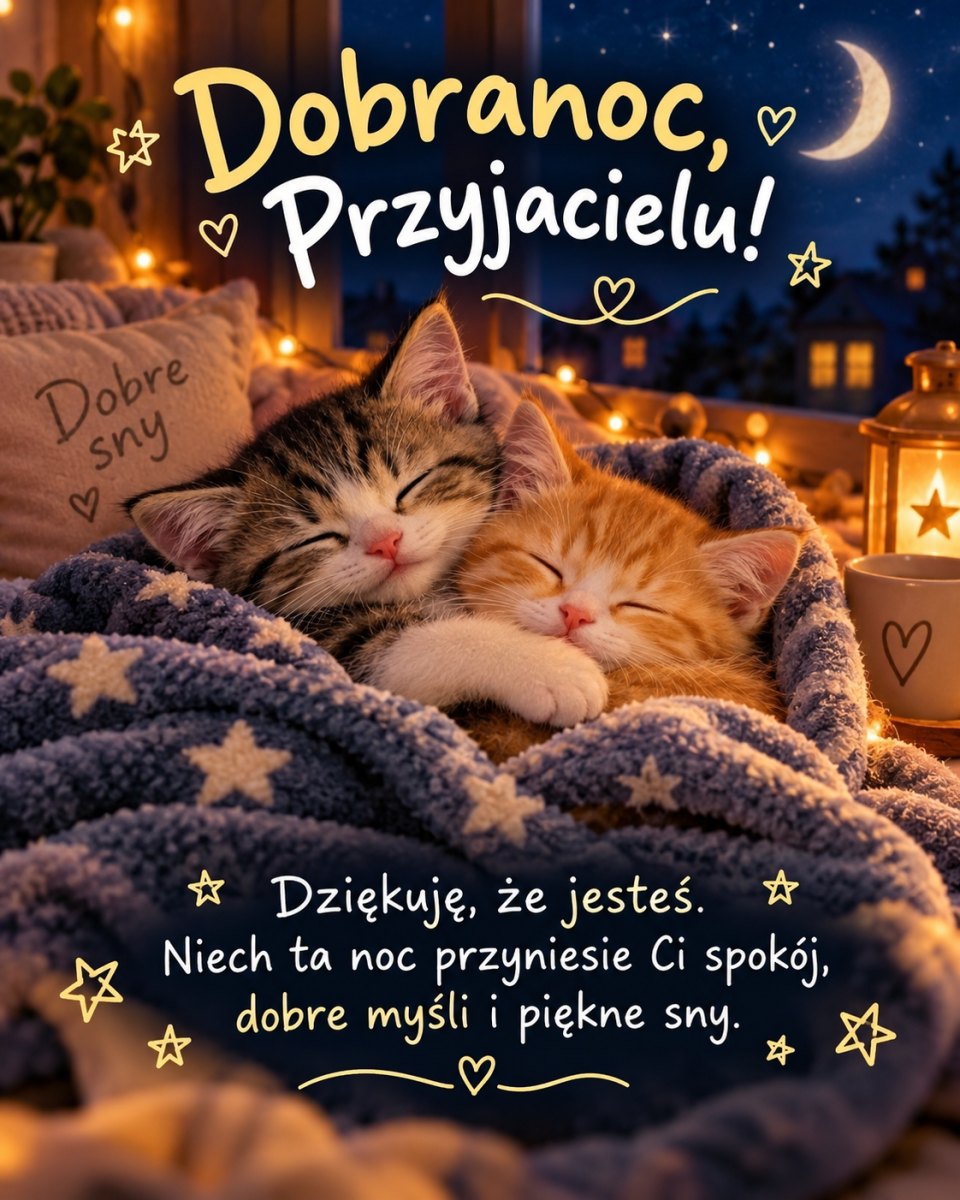 Obrazek dla przyjaciela na dobranoc z lekkim przesłaniem