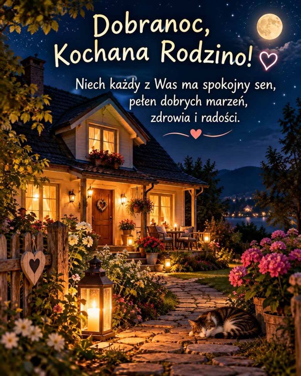 Obrazek dla rodziny na dobranoc z ciepłym domowym klimatem