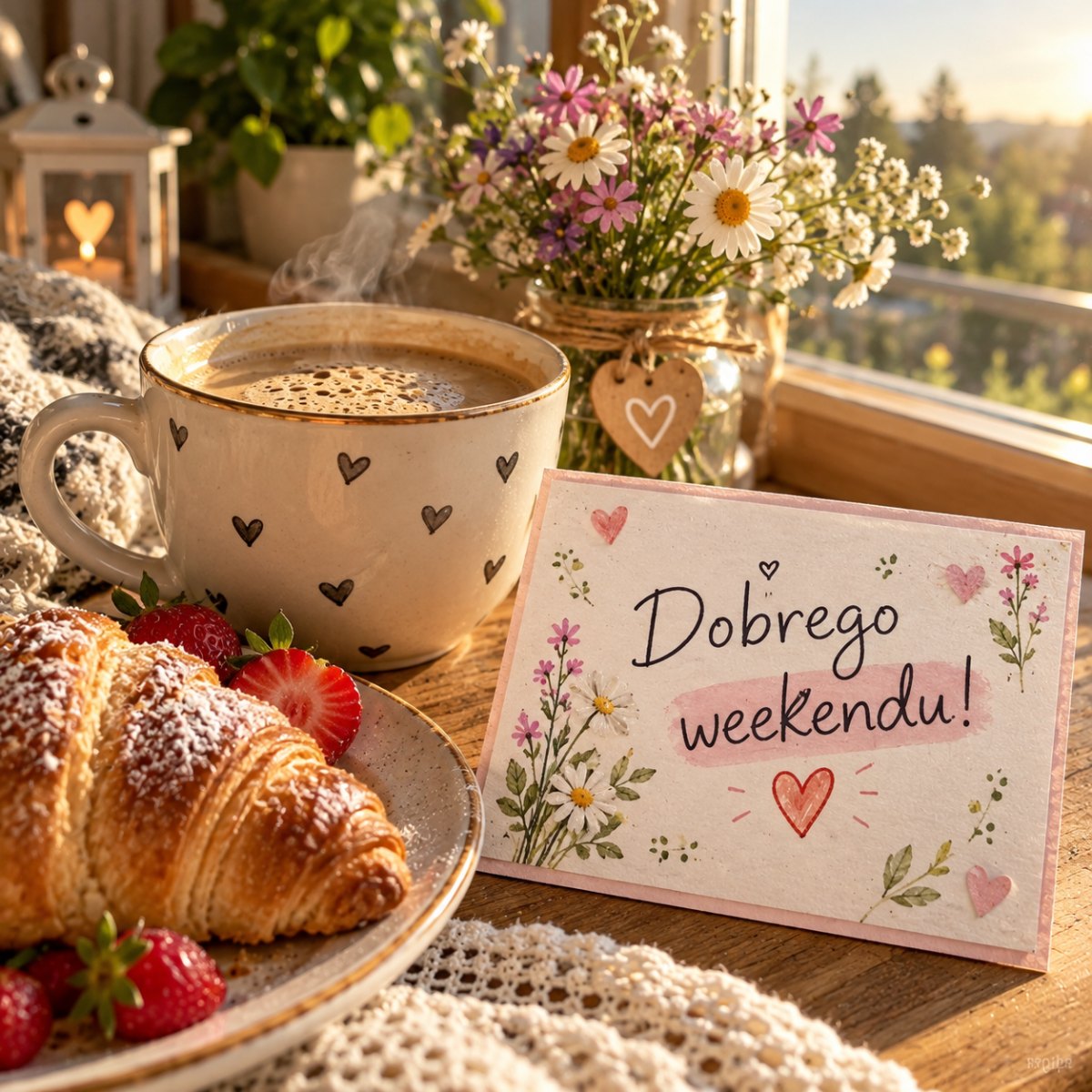 Kawa z życzeniem weekendu