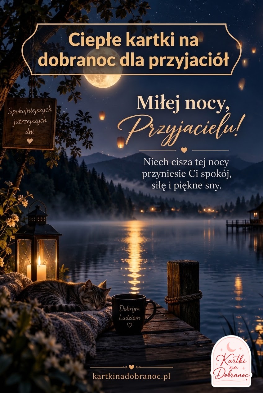 Ciepłe kartki na dobranoc dla przyjaciół