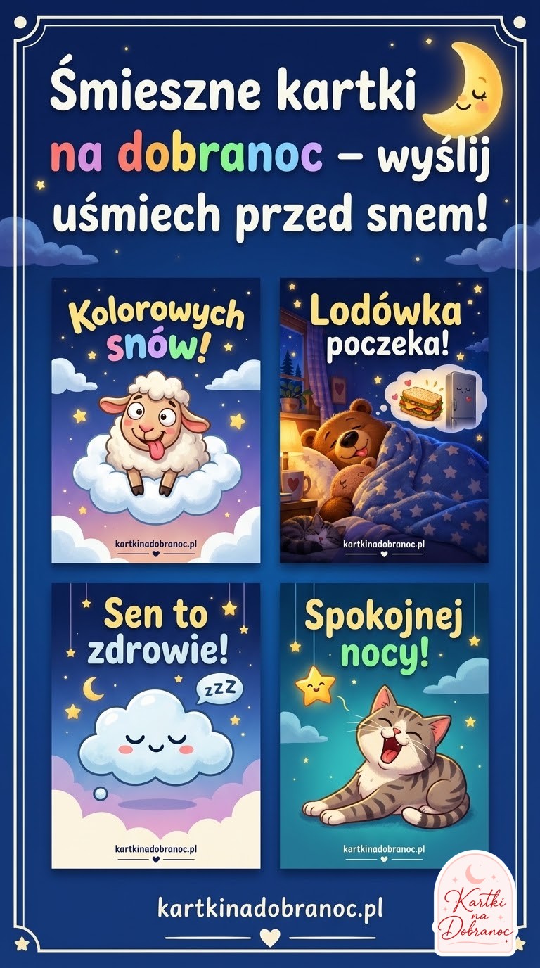 Śmieszne kartki na dobranoc – wyślij uśmiech przed snem!