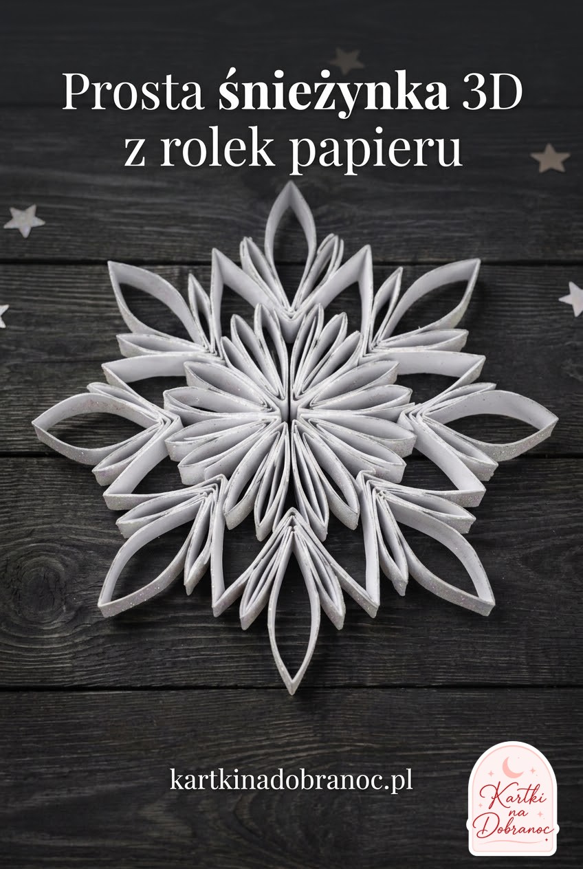 Prosta śnieżynka 3D z rolek papieru