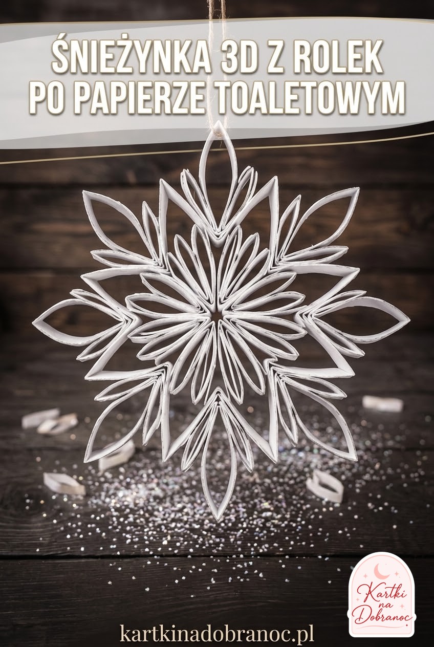 Śnieżynka 3D z rolek po papierze toaletowym
