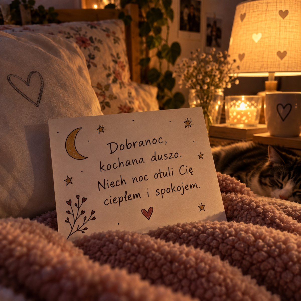 Piękna sentencja wieczorna na kartce