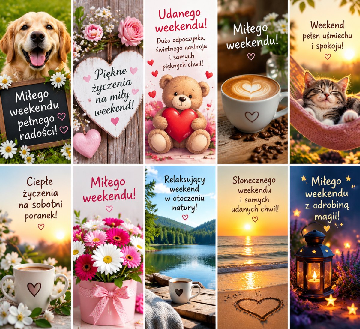 Różowe róże i romantyczna kartka z weekendowymi życzeniami