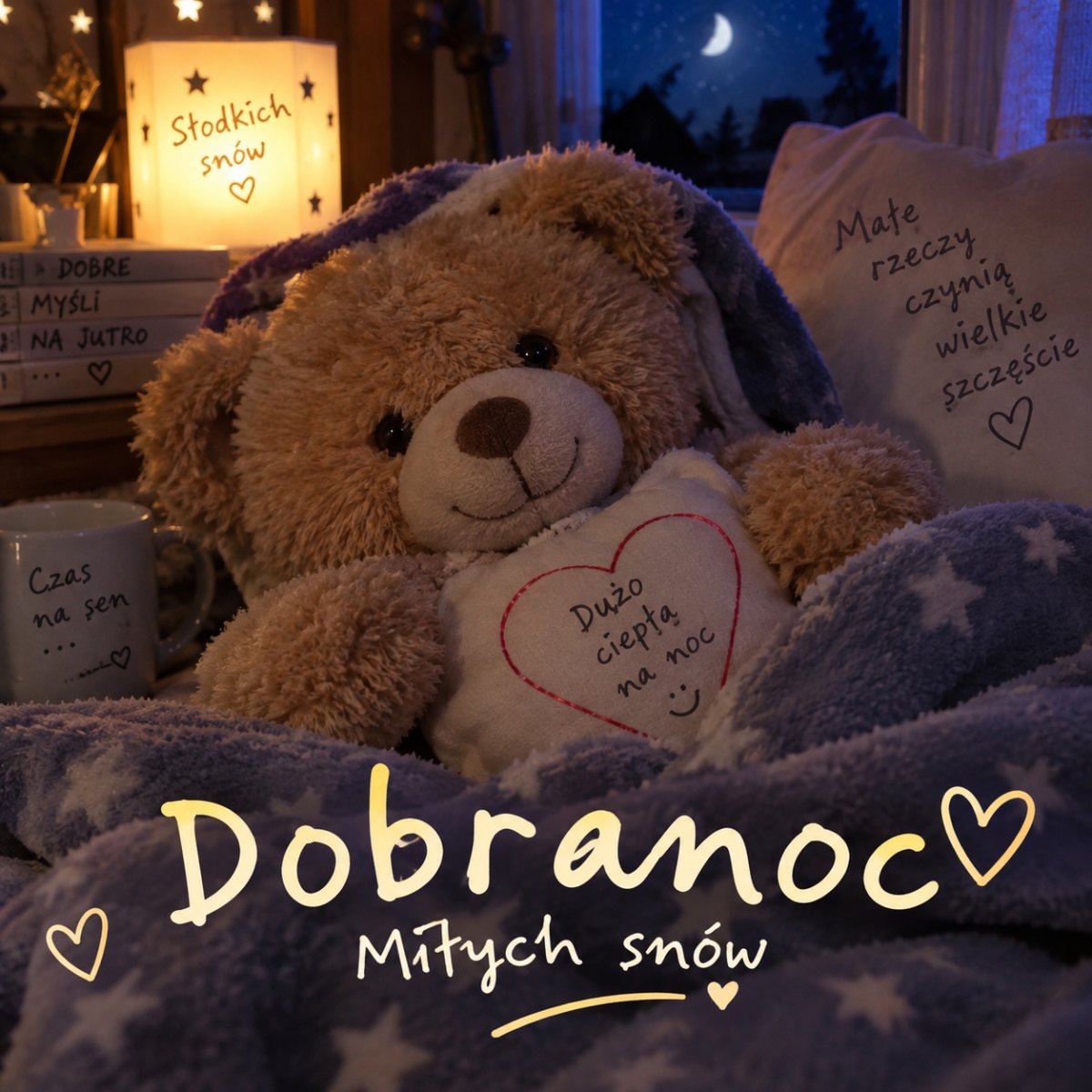 Pluszowy miś z poduszką na dobranoc