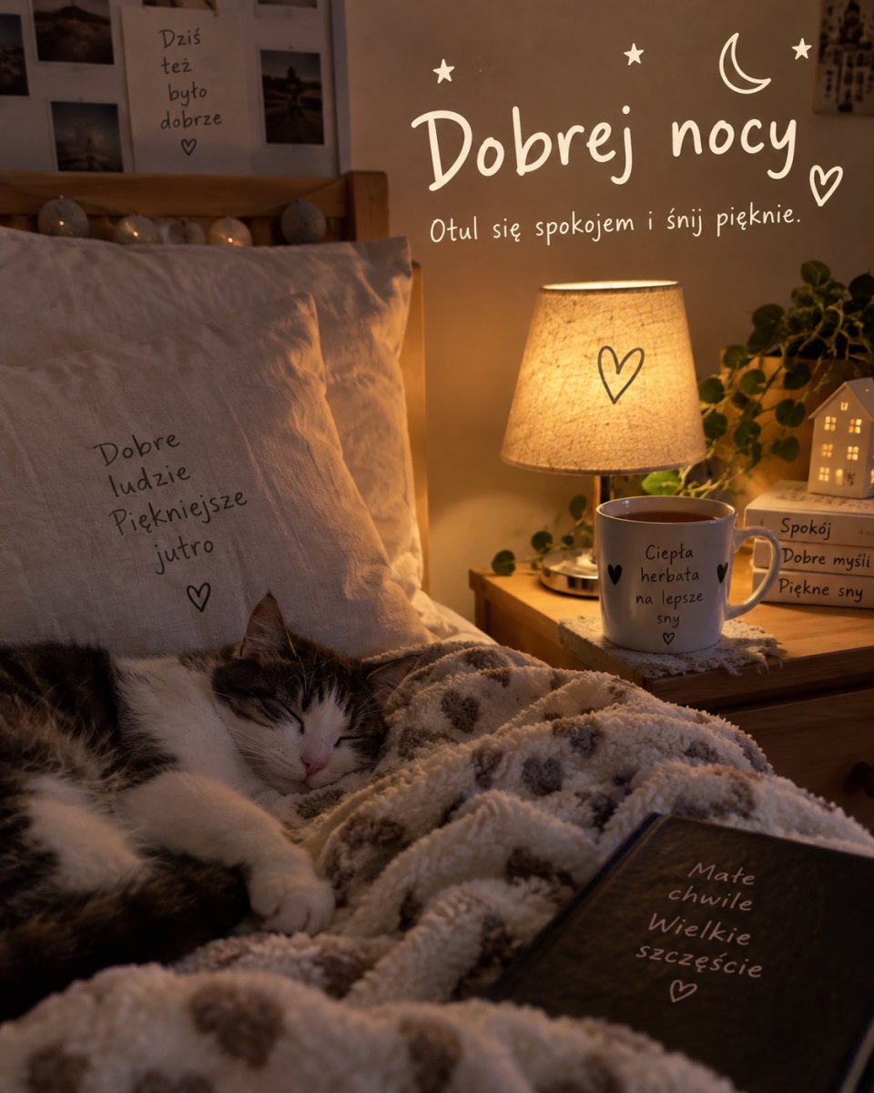 Przytulny obrazek dobrej nocy