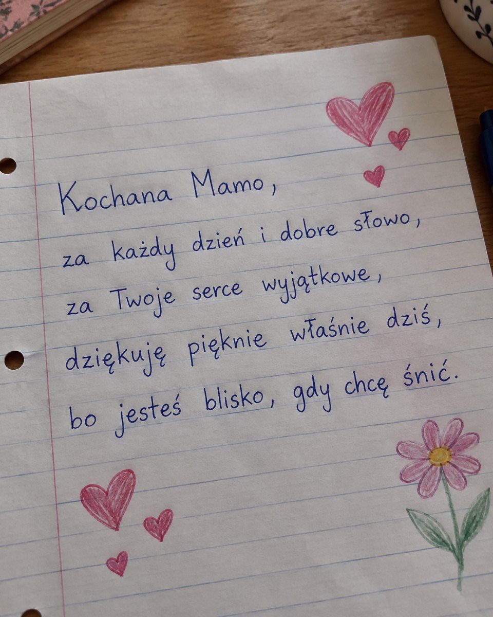 Ręcznie pisany wierszyk dla mamy