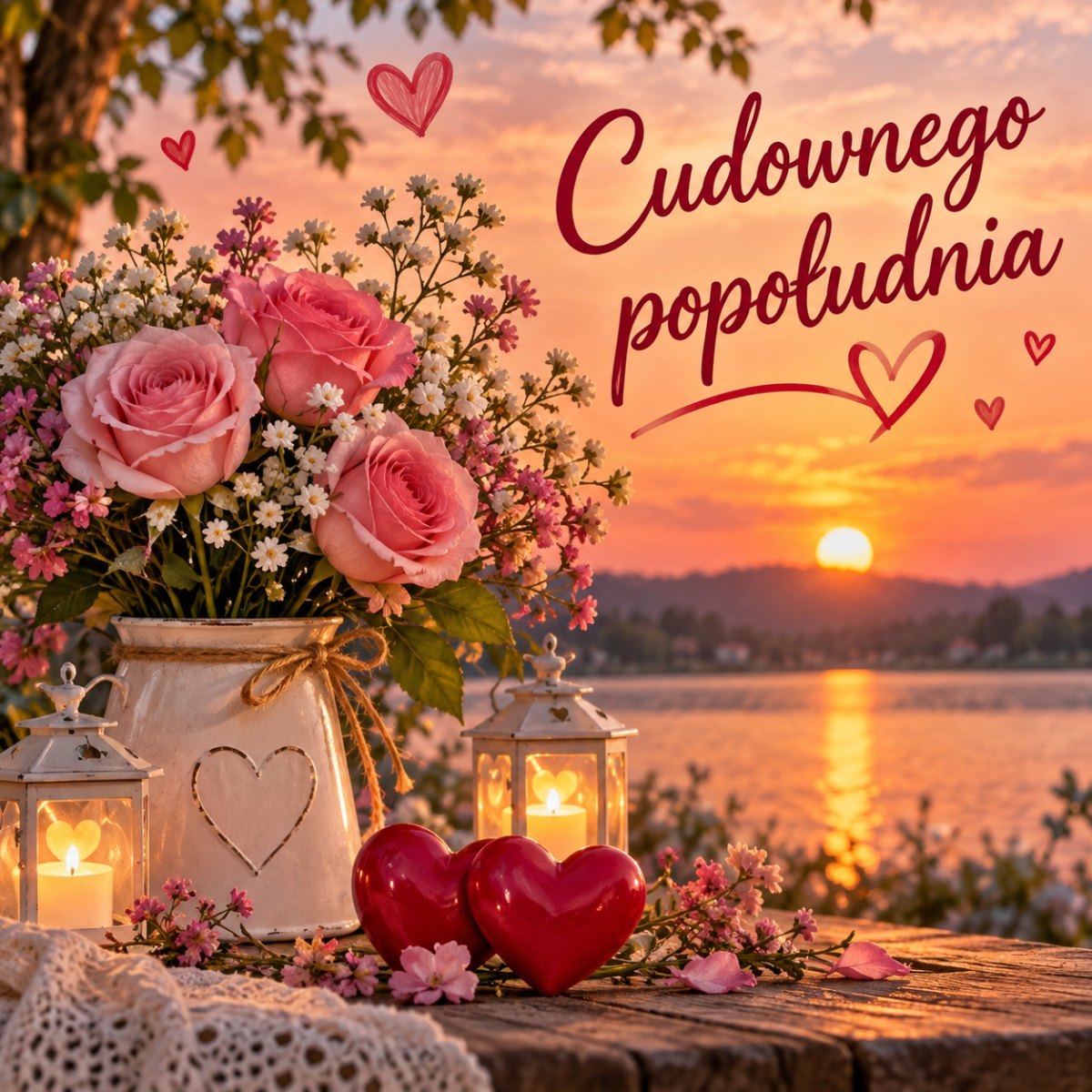 Romantyczna ilustracja z życzeniem popołudnia