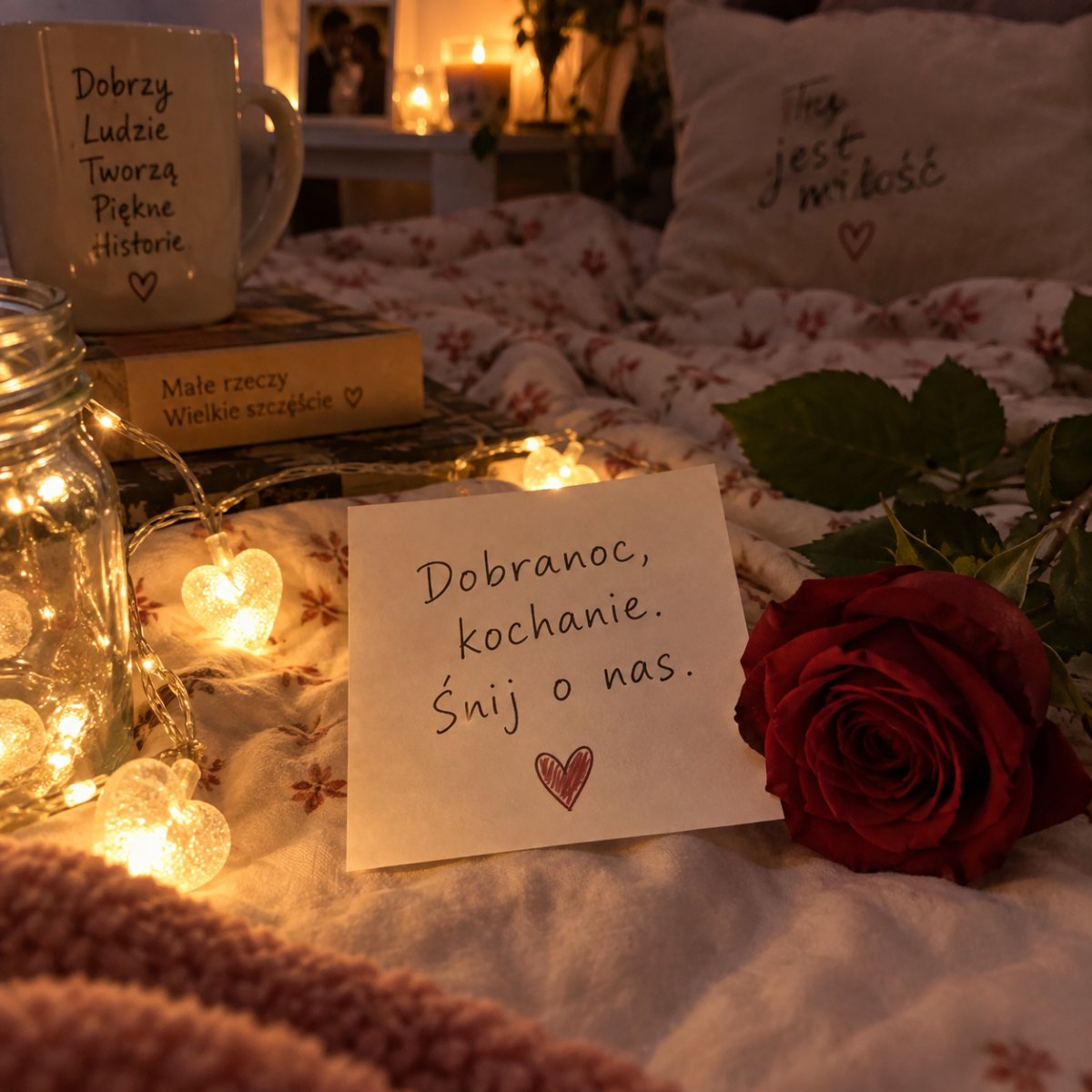 Romantyczna kartka nocna z sercem