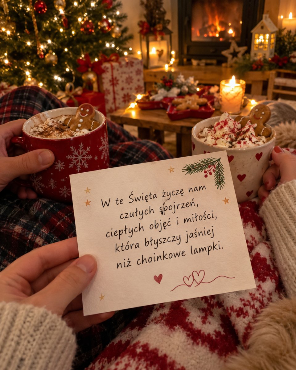 Romantyczna kartka świąteczna dla pary