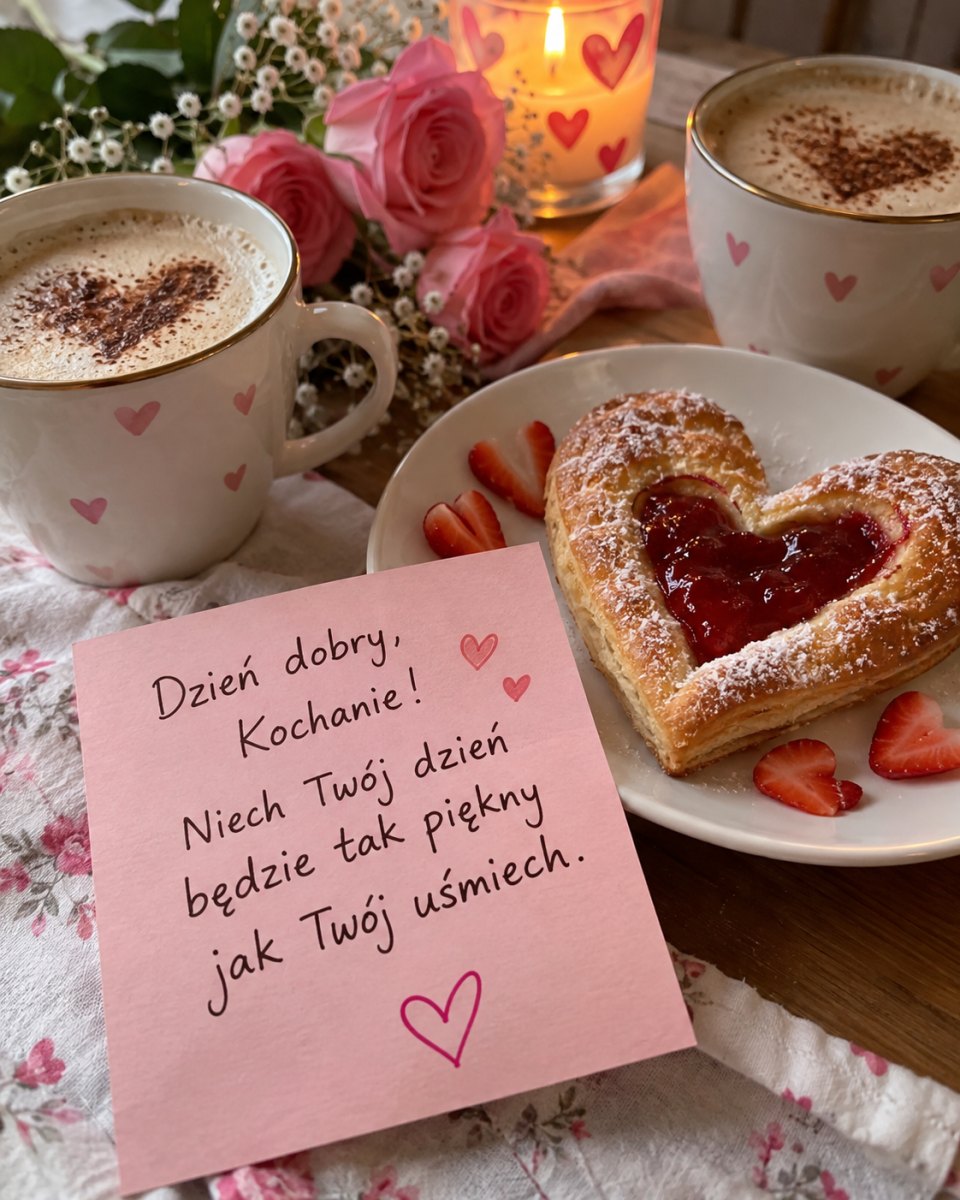 Romantyczna kartka z kawą i sercem