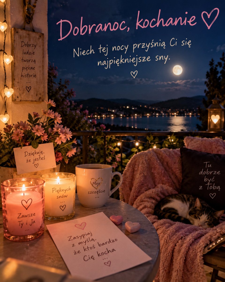 Romantyczna kartka nocna z księżycem