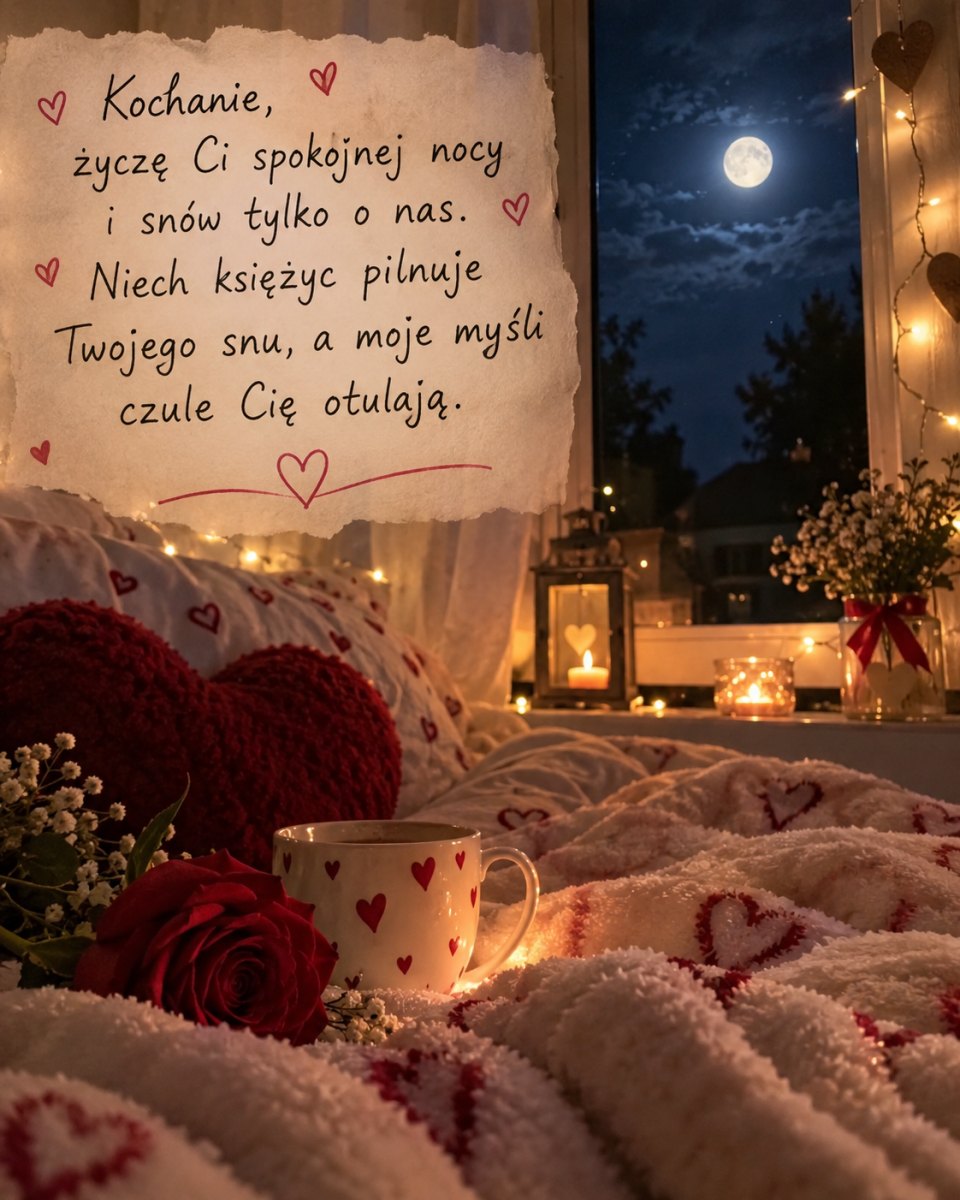 Romantyczna nocna kartka z sercem