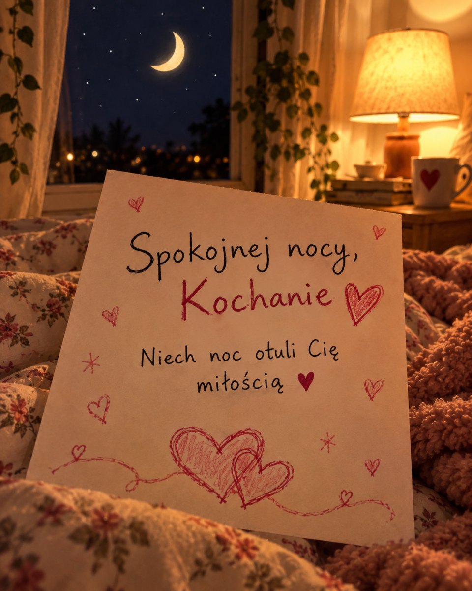 Romantyczny plakat spokojnej nocy