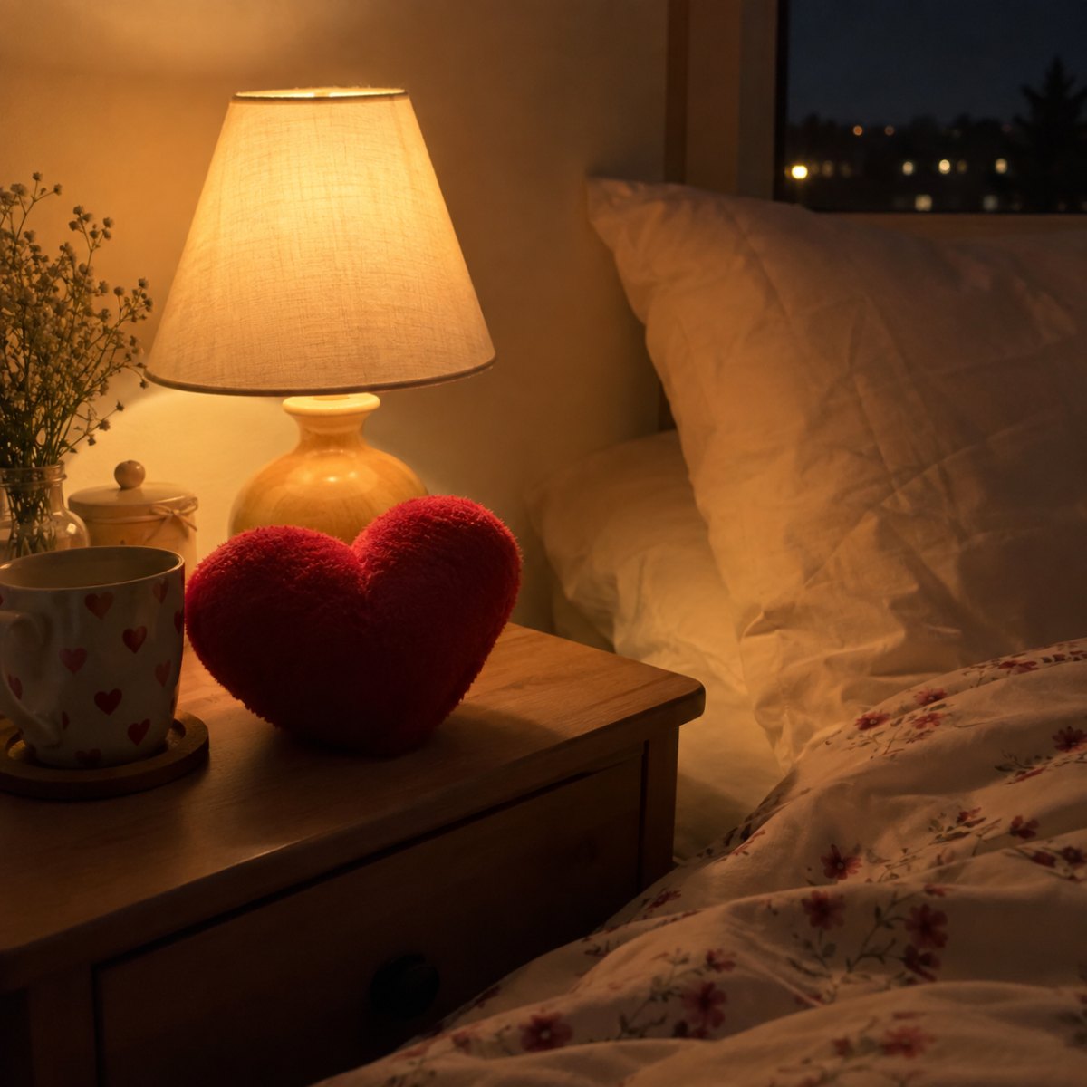 Lampka nocna z sercem pasuje do Gute Nacht Herz