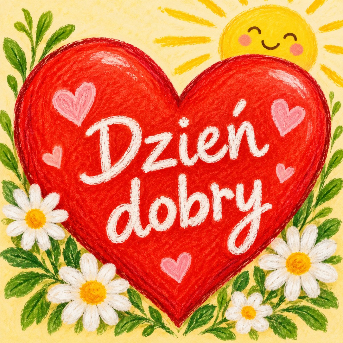 Serce z napisem dzień dobry