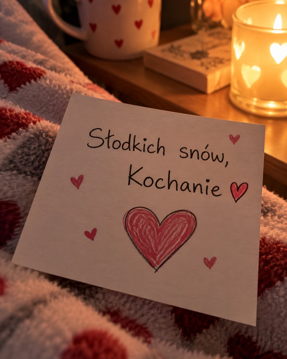 Słodka wiadomość dobranoc z sercem