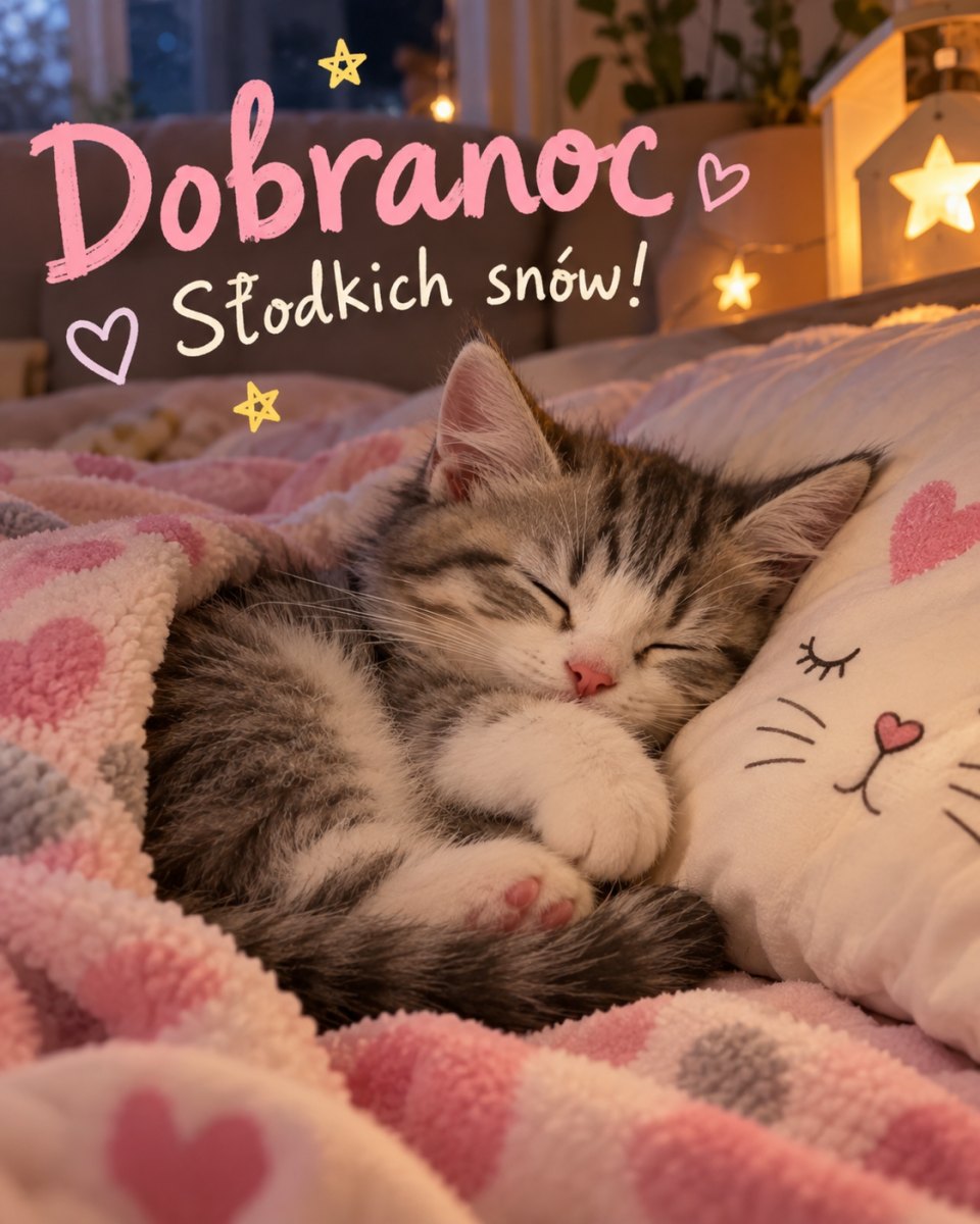 Słodki obrazek na dobranoc z uroczym zwierzątkiem