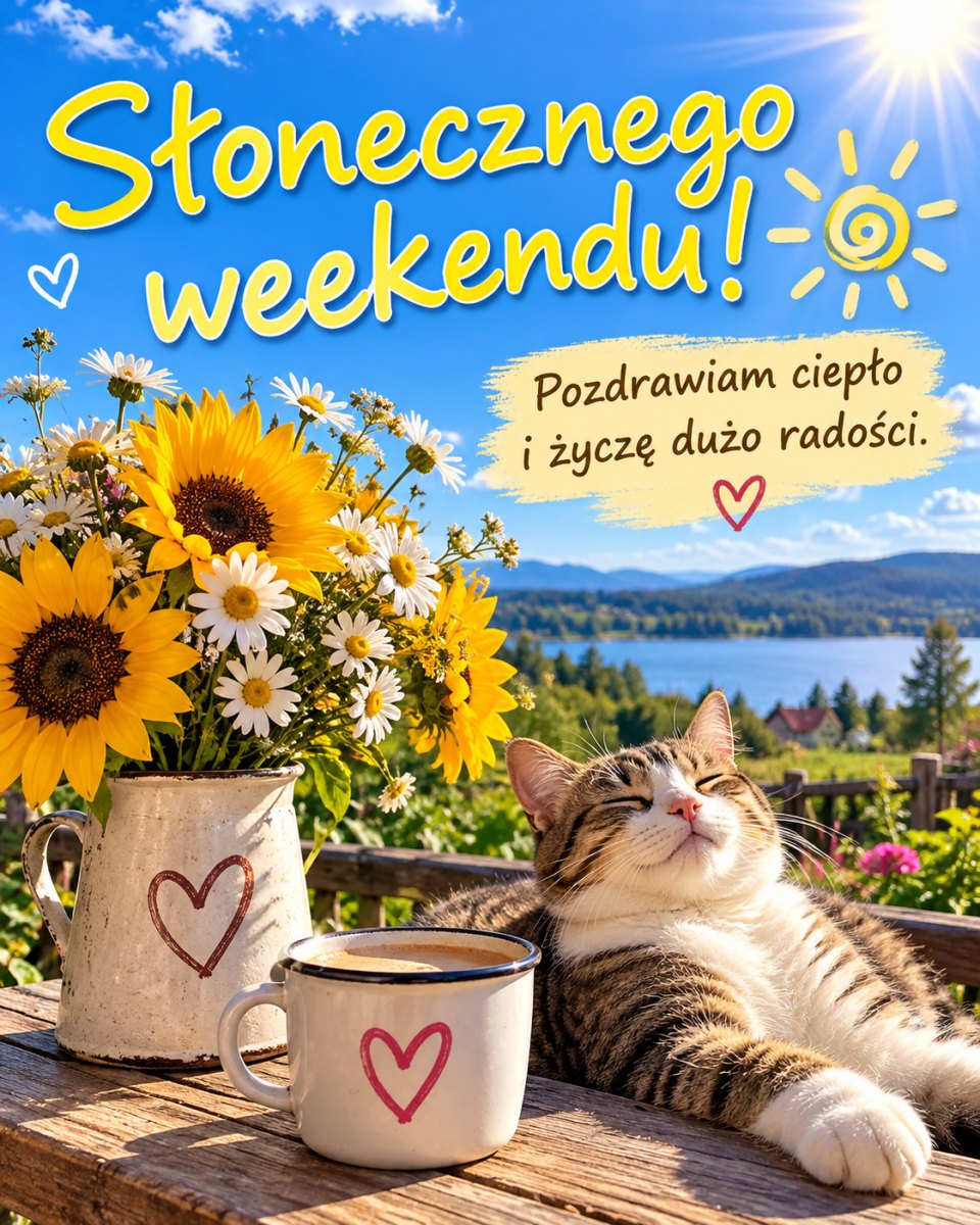 Słoneczny obrazek z weekendowym pozdrowieniem