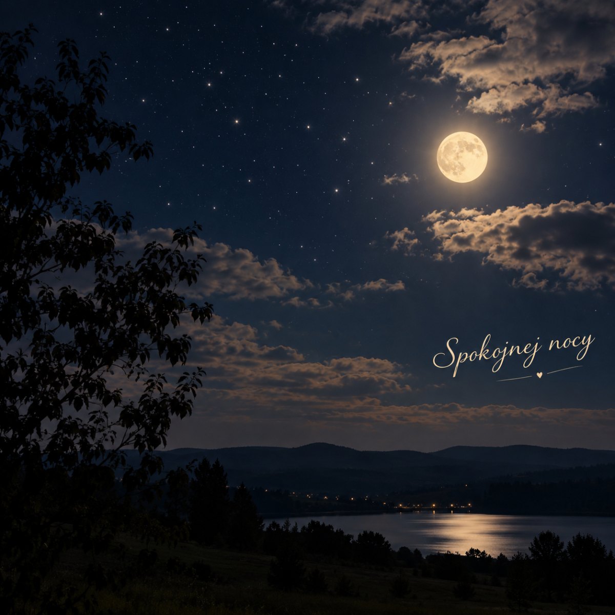 Spokojne nocne niebo z księżycem
