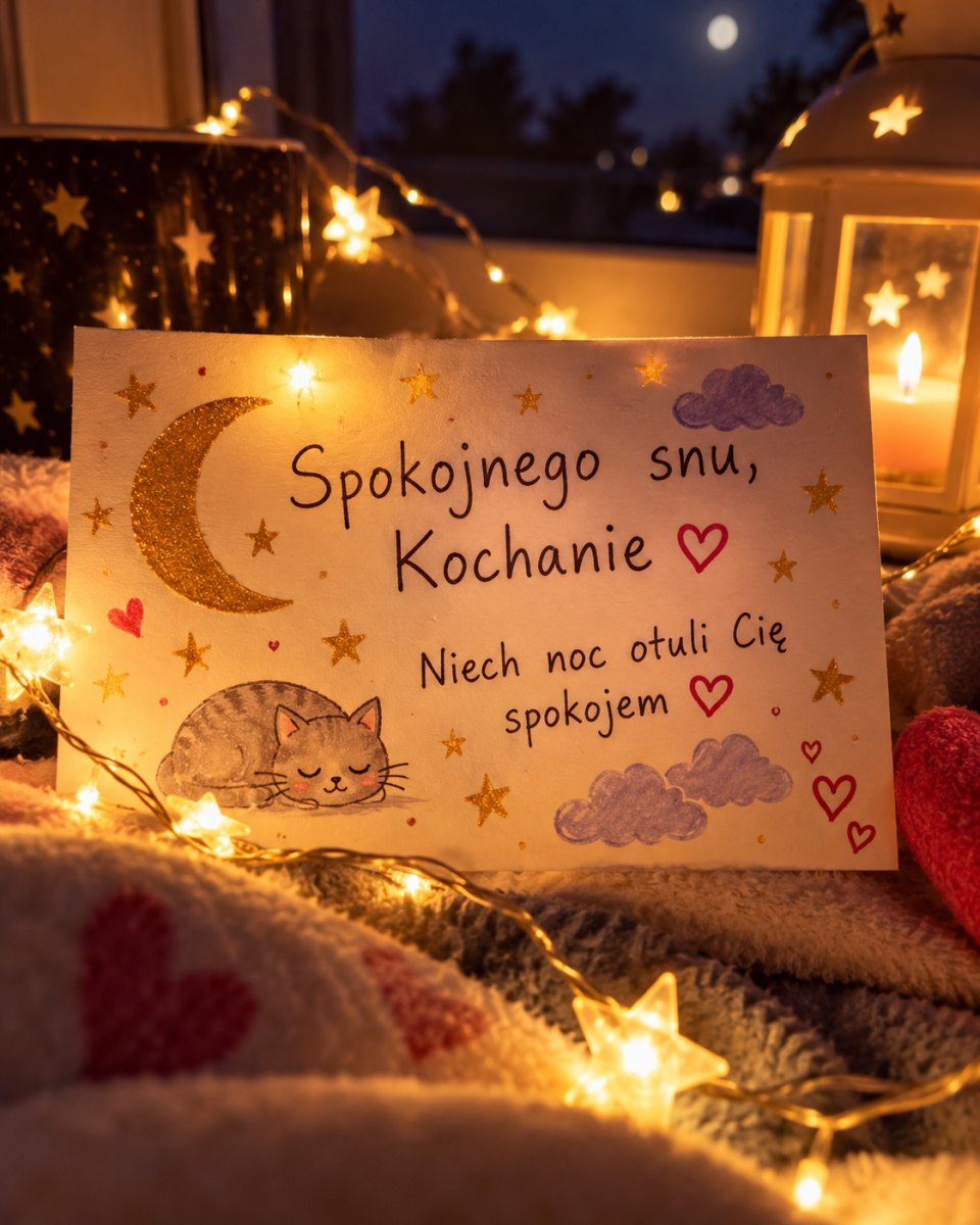 Świecąca kartka spokojnej nocy