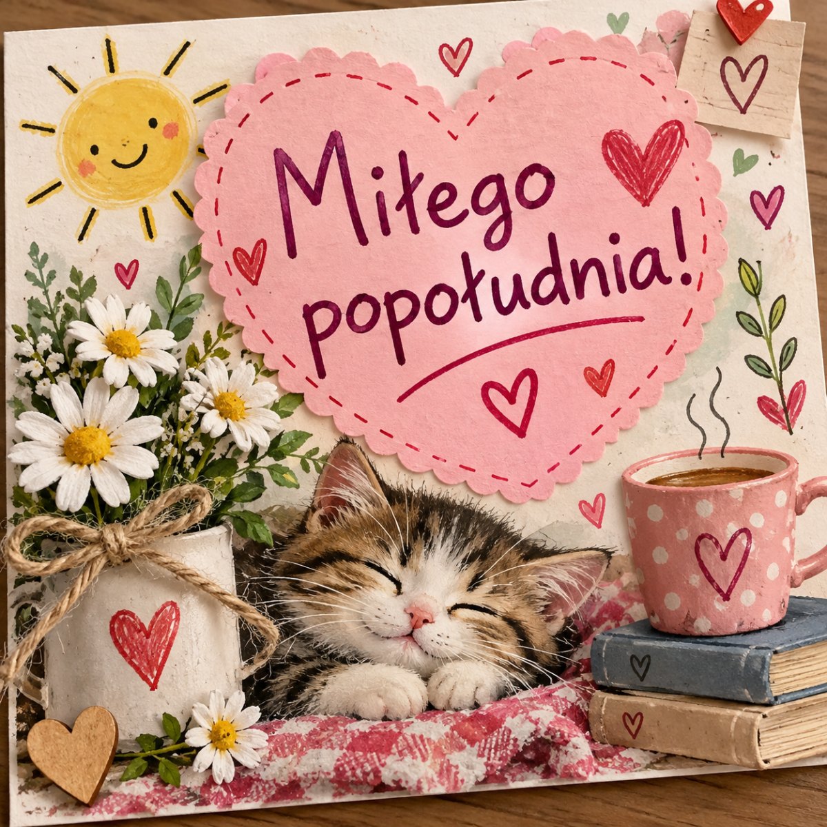 Urocza kartka z napisem miłego popołudnia
