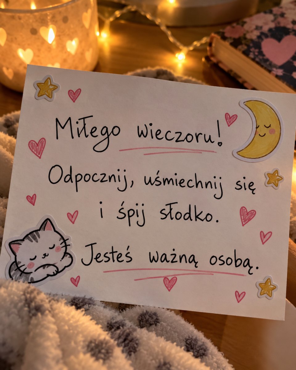 Ręcznie pisana wiadomość wieczorna