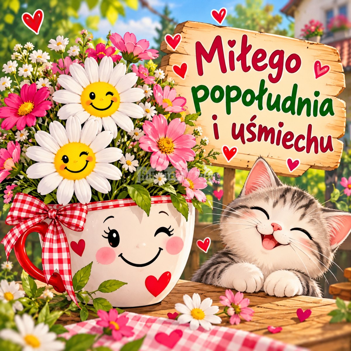 Wesołe kwiaty z uśmiechniętym przesłaniem