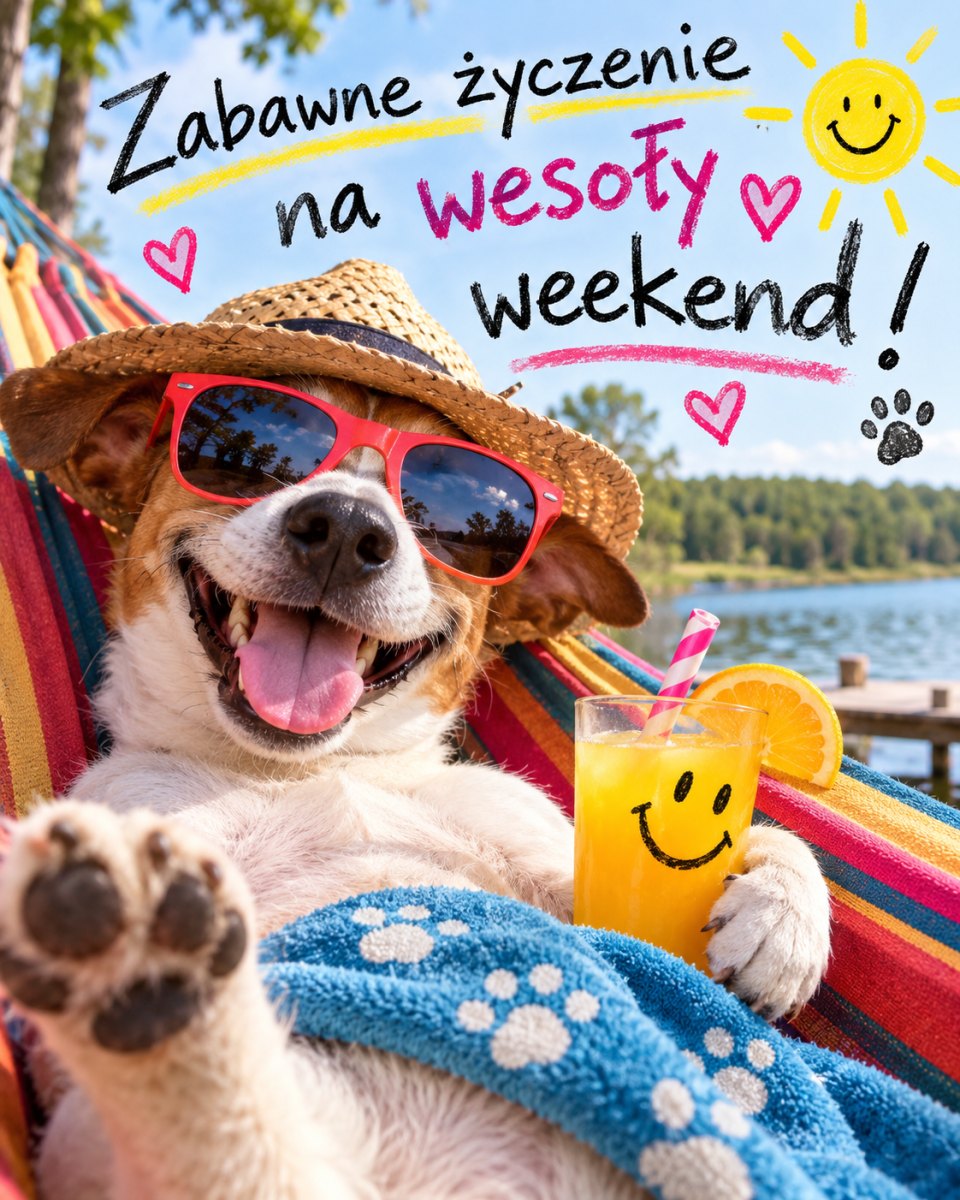 Wesoły pies w okularach przeciwsłonecznych odpoczywający w hamaku