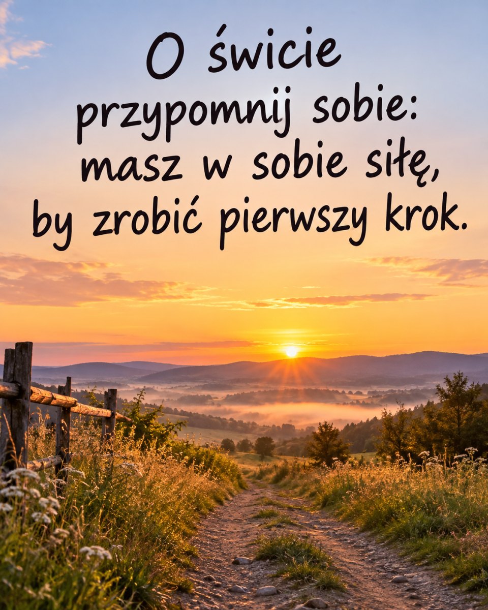 Wschód słońca z odważnym cytatem
